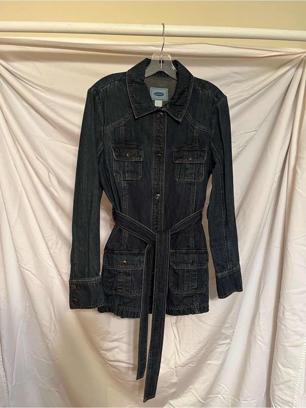 Old Navy Dark Wash Denim Belted Jacket